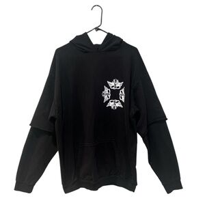 Boys Lie angel graphic oversized black hoodie one size